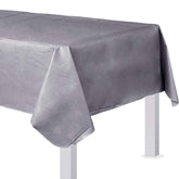 Elegant Silver Flannel Backed Table Cover (54" x 108" (1 Piece)) - Durable, Versatile & Stylish Design - Perfect for Weddings, Parties & Events